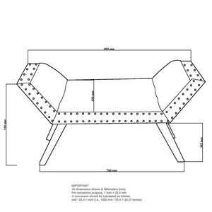 Worldwide Home Furnishings Lana-bench-grey: Retro-inspired Stylish Bench With Flared Legs, Nailhead Detailing & Comfort Design Grey,Black Fabric,Solid Wood 401-950gy