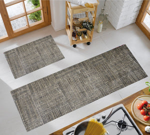 HomeRoots 2' X 6' Stylish Washable Runner Rug with Modern Geometric Design for High-Traffic Spaces and Homes 401014