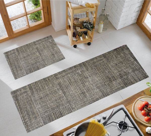 HomeRoots 2' X 6' Stylish Washable Runner Rug with Modern Geometric Design for High-Traffic Spaces and Homes 401014