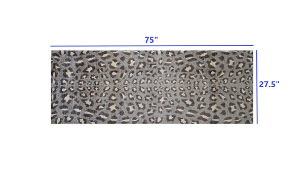 Homeroots 2' X 6' Gray And Brown Cheetah Washable Runner Rug  Nylon 401017