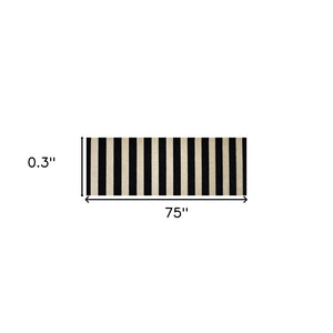 HomeRoots 2' X 6' Stylish Black and Tan Wide Stripe Washable Runner Rug for High Traffic Areas & Easy Care 401032
