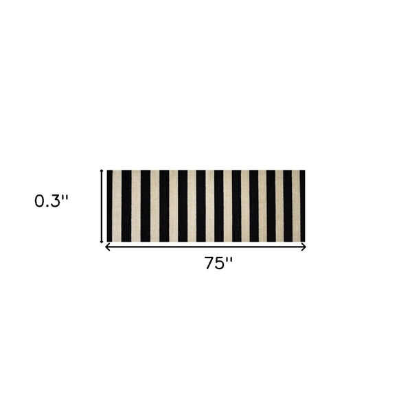 HomeRoots 2' X 6' Stylish Black and Tan Wide Stripe Washable Runner Rug for High Traffic Areas & Easy Care 401032