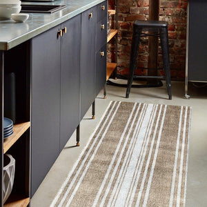 HomeRoots 2' X 6' Sandy Shores Washable Runner Rug - Coastal Striped Design, Durable, Easy-Care & Skid-Resistant 401050