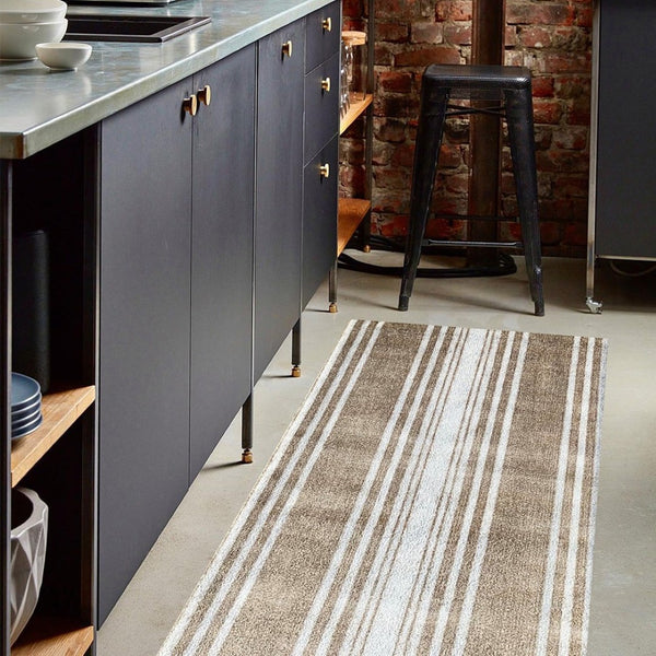 HomeRoots 2' X 6' Sandy Shores Washable Runner Rug - Coastal Striped Design, Durable, Easy-Care & Skid-Resistant 401050