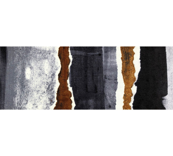 HomeRoots 2' X 6' Gray and Brown Abstract Southwest Washable Runner Rug - Durable, Stylish, and Easy Care! 401061