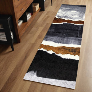 HomeRoots 2' X 6' Gray and Brown Abstract Southwest Washable Runner Rug - Durable, Stylish, and Easy Care! 401061