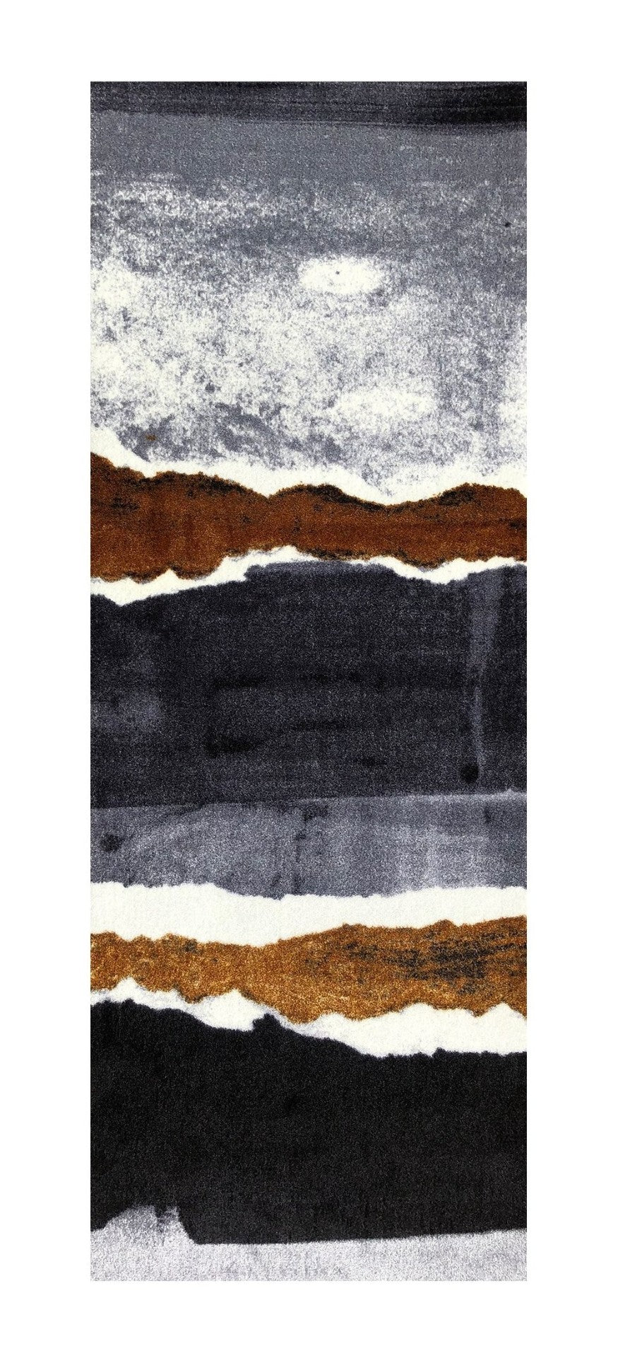 HomeRoots 2' X 6' Gray and Brown Abstract Southwest Washable Runner Rug - Durable, Stylish, and Easy Care! 401061