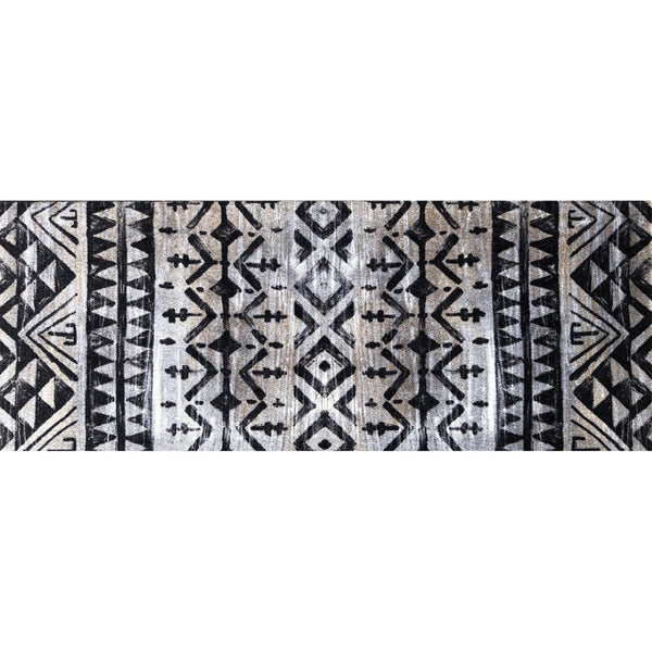 HomeRoots 2' X 6' Stylish Black and Gray Aztec Runner Rug - Washable, Durable, Skid-Resistant for High Traffic Areas 401067