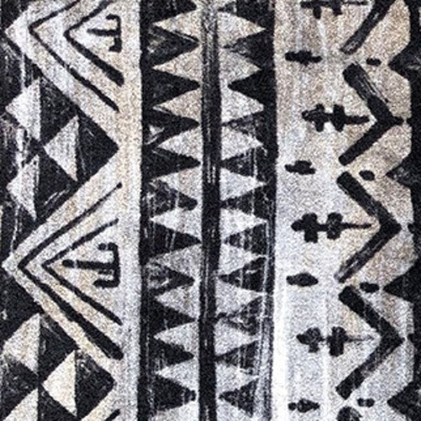 HomeRoots 2' X 6' Stylish Black and Gray Aztec Runner Rug - Washable, Durable, Skid-Resistant for High Traffic Areas 401067