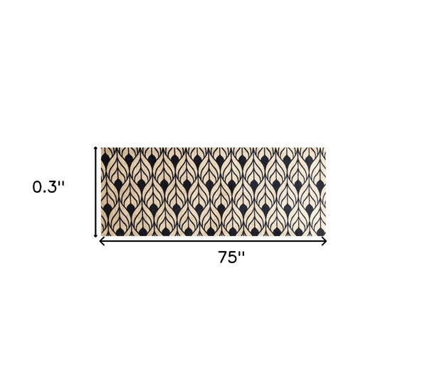 HomeRoots 2' X 6' Stylish Graphite & Tan Abstract Leaves Washable Runner Rug for Modern Hallways & Entryways 401078