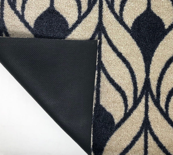 HomeRoots 2' X 6' Stylish Graphite & Tan Abstract Leaves Washable Runner Rug for Modern Hallways & Entryways 401078