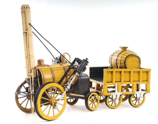Homeroots C1829 Yellow Rocket Steam Engine Model Sculpture  Metal 401101