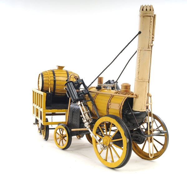 Homeroots C1829 Yellow Rocket Steam Engine Model Sculpture  Metal 401101