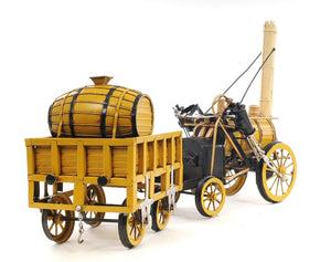 Homeroots C1829 Yellow Rocket Steam Engine Model Sculpture  Metal 401101