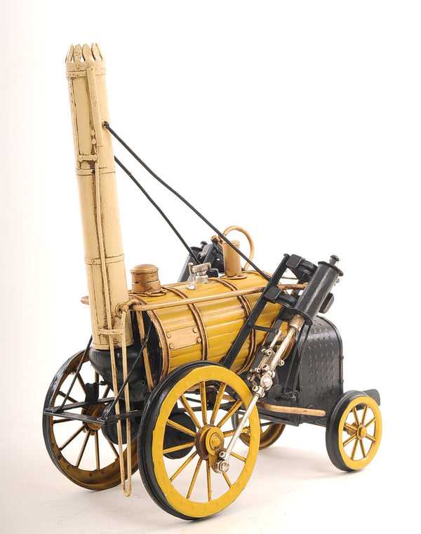 Homeroots C1829 Yellow Rocket Steam Engine Model Sculpture  Metal 401101