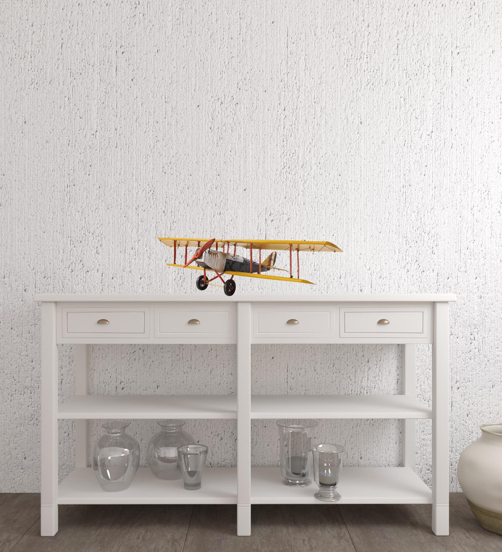 Homeroots 8" Yellow Red And Gray Metal Hand Painted Airplane  Metal 401104