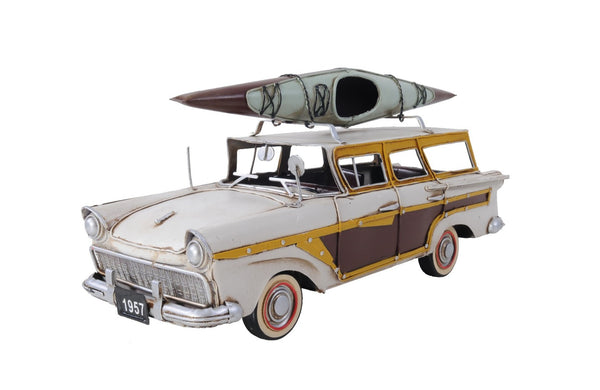 HomeRoots c1957 Ford Country Squire Station Wagon Sculpture - Handcrafted Metal Replica with Authentic Detailing 401107