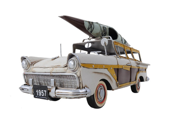 HomeRoots c1957 Ford Country Squire Station Wagon Sculpture - Handcrafted Metal Replica with Authentic Detailing 401107