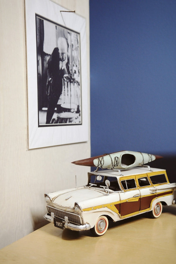 HomeRoots c1957 Ford Country Squire Station Wagon Sculpture - Handcrafted Metal Replica with Authentic Detailing 401107