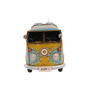 Homeroots 8" Blue And Yellow Metal Hand Painted C1967 Volkswagen Deluxe Model Car  Metal 401109
