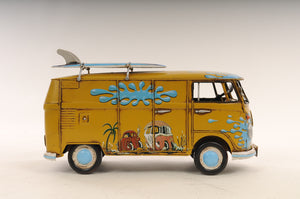 Homeroots 8" Blue And Yellow Metal Hand Painted C1967 Volkswagen Deluxe Model Car  Metal 401109