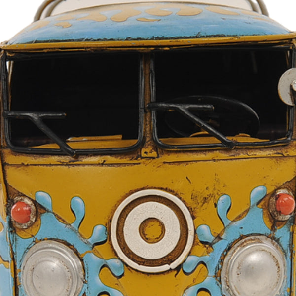 Homeroots 8" Blue And Yellow Metal Hand Painted C1967 Volkswagen Deluxe Model Car  Metal 401109