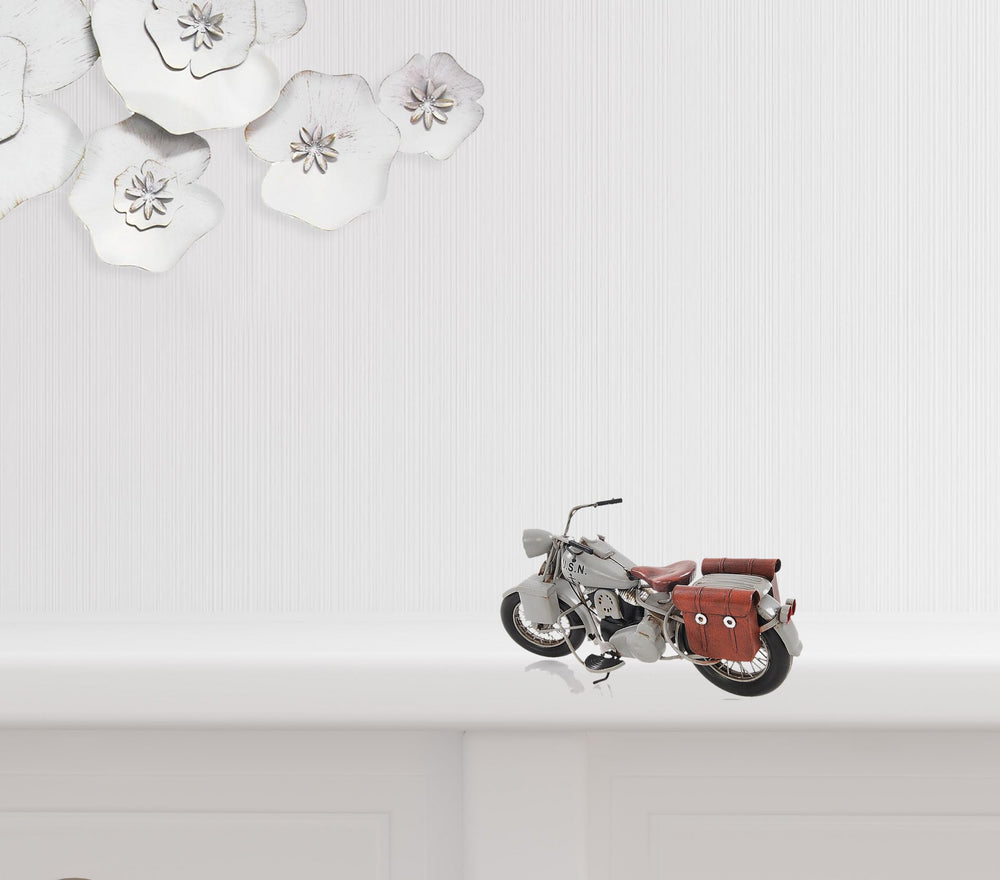 Homeroots 6" Grey Metal Hand Painted Decorative Motorcycle  Metal 401112