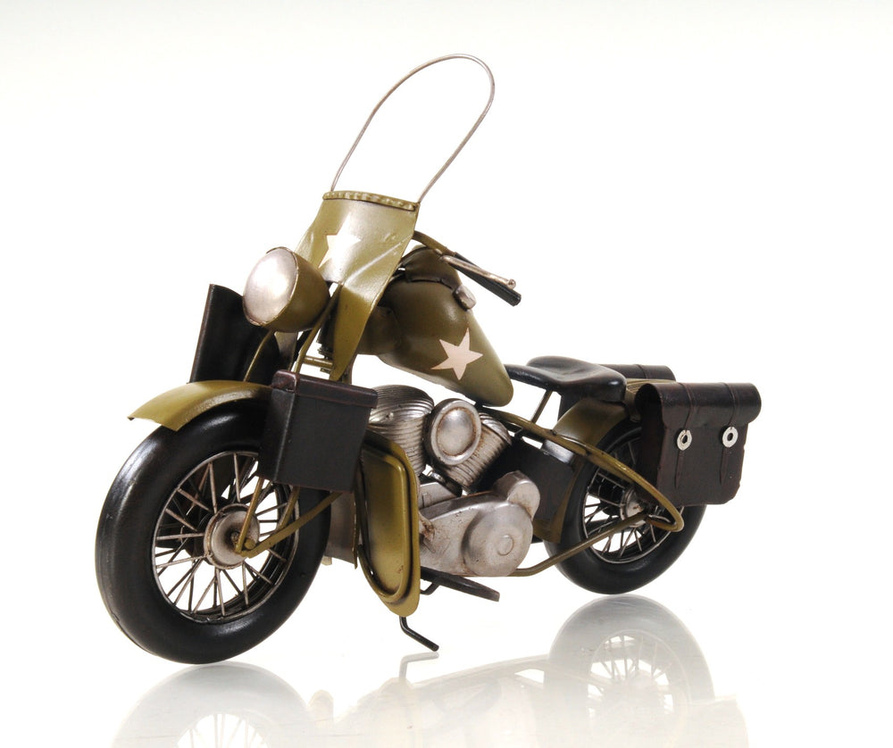 Homeroots C1942 Green U.S. Army Motorcycle Sculpture  Metal 401113