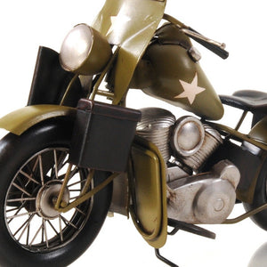 Homeroots C1942 Green U.S. Army Motorcycle Sculpture  Metal 401113