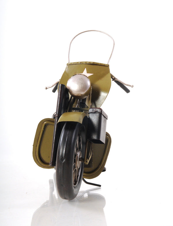 Homeroots C1942 Green U.S. Army Motorcycle Sculpture  Metal 401113