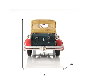 Homeroots 5" Red Metal Hand Painted Model Car Tabletop Sculpture  Metal 401114