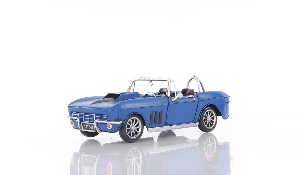 Homeroots Blue Corvette Stingray Sculpture  Metal 401120