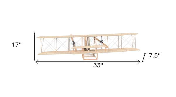 HomeRoots c1903 Wright Flyer Sculpture – Handcrafted Aviation Replica with Rotating Propellers for Collectors 401122
