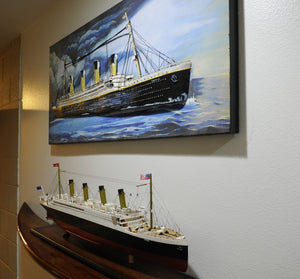 HomeRoots 1912 RMS Titanic 3D Ship Painting - Handcrafted Nautical Wall Art with Authentic Detailing & Depth 401125