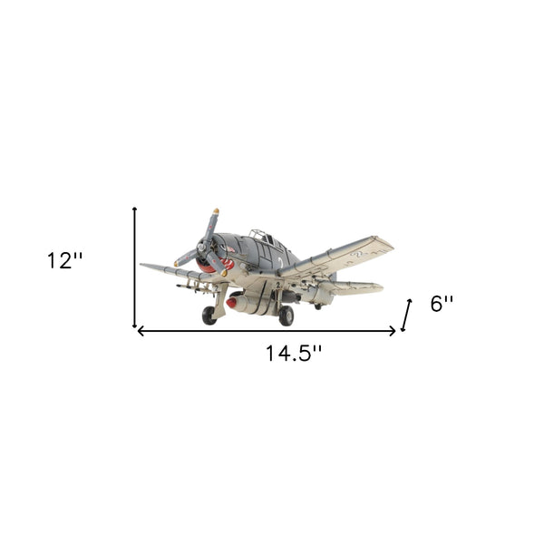 Homeroots Grumman F6f Hellcat Sculpture  Metal 401126