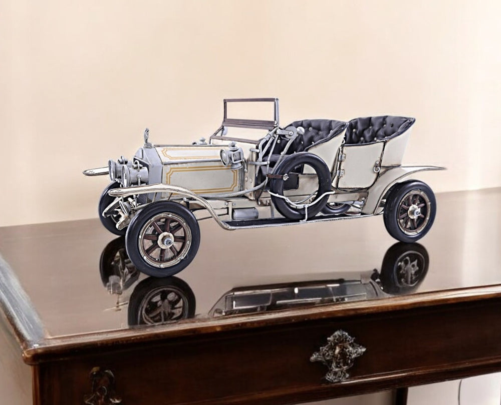Homeroots 8" Silver Metal Hand Painted Model Car Tabletop Sculpture  Metal 401129