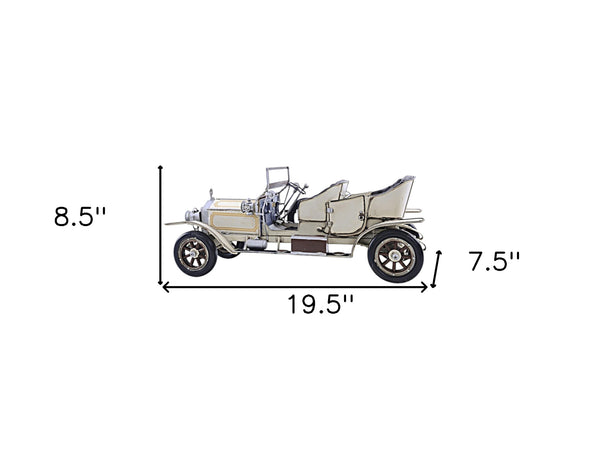 Homeroots 8" Silver Metal Hand Painted Model Car Tabletop Sculpture  Metal 401129