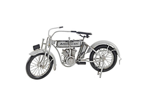 Homeroots 6" White Metal Hand Painted Model Motorcycle Tabletop Sculpture  Metal 401130