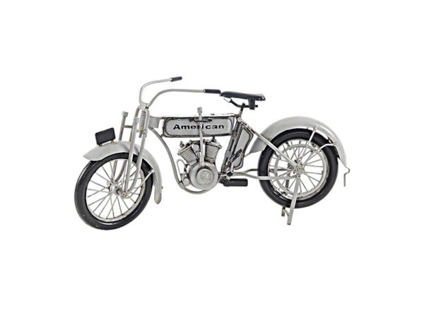 Homeroots 6" White Metal Hand Painted Model Motorcycle Tabletop Sculpture  Metal 401130