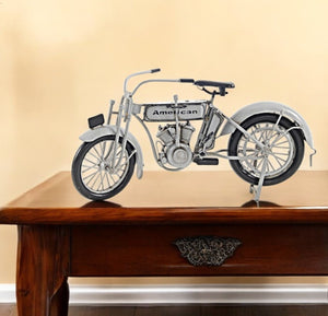 Homeroots 6" White Metal Hand Painted Model Motorcycle Tabletop Sculpture  Metal 401130