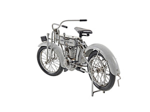 Homeroots 6" White Metal Hand Painted Model Motorcycle Tabletop Sculpture  Metal 401130