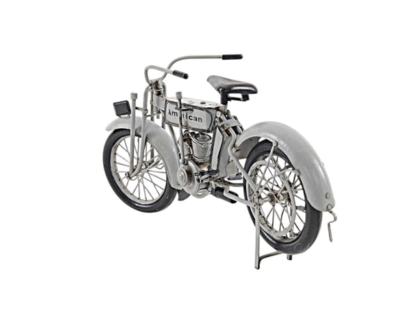 Homeroots 6" White Metal Hand Painted Model Motorcycle Tabletop Sculpture  Metal 401130