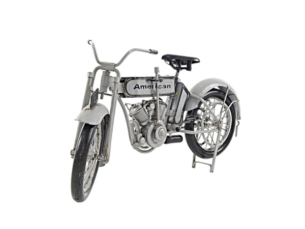 Homeroots 6" White Metal Hand Painted Model Motorcycle Tabletop Sculpture  Metal 401130