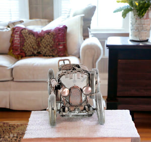 Homeroots C1924 Bugatti Bronze And Silver Racecar Model Sculpture  Metal 401145