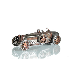 Homeroots C1924 Bugatti Bronze And Silver Racecar Model Sculpture  Metal 401145