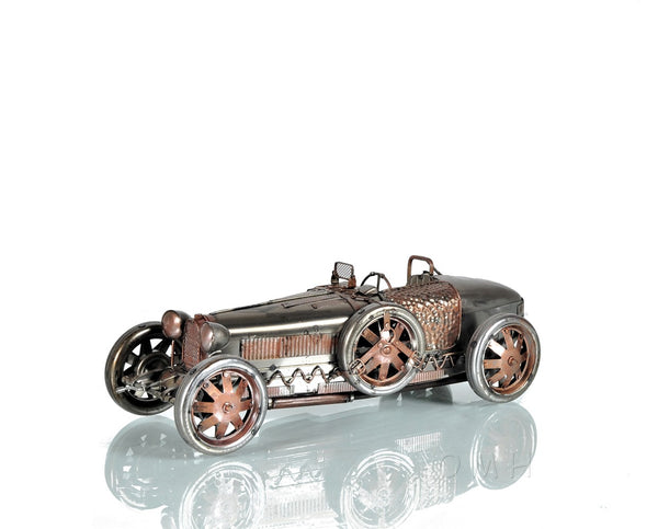Homeroots C1924 Bugatti Bronze And Silver Racecar Model Sculpture  Metal 401145