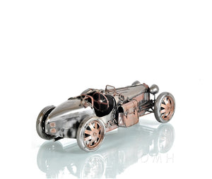 Homeroots C1924 Bugatti Bronze And Silver Racecar Model Sculpture  Metal 401145