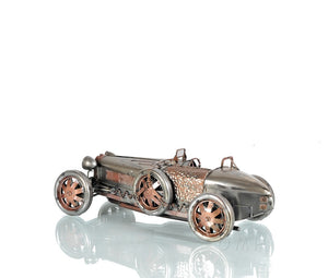 Homeroots C1924 Bugatti Bronze And Silver Racecar Model Sculpture  Metal 401145