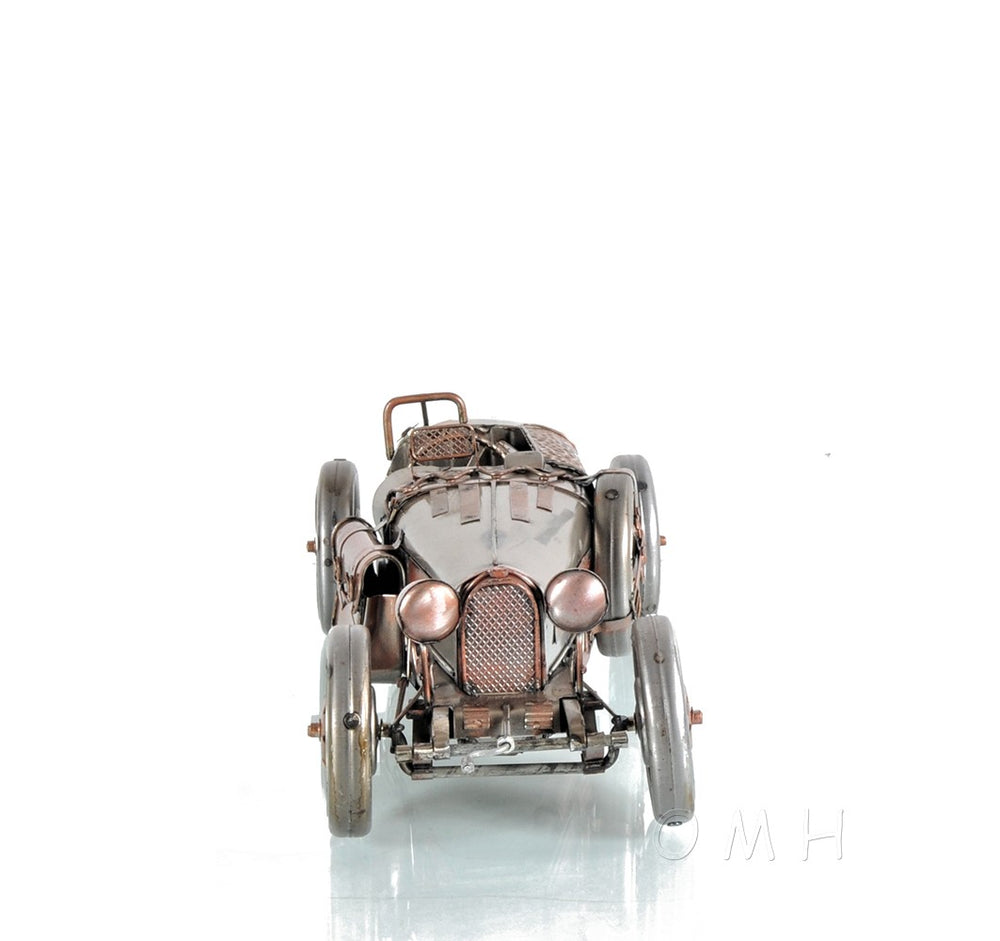Homeroots C1924 Bugatti Bronze And Silver Racecar Model Sculpture  Metal 401145