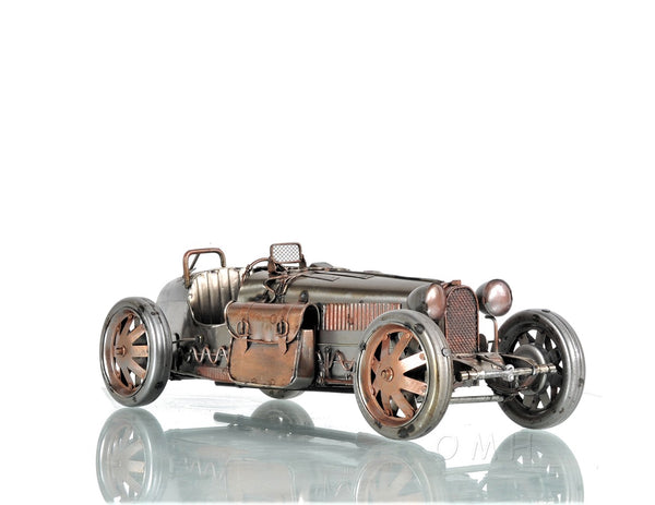 Homeroots C1924 Bugatti Bronze And Silver Racecar Model Sculpture  Metal 401145